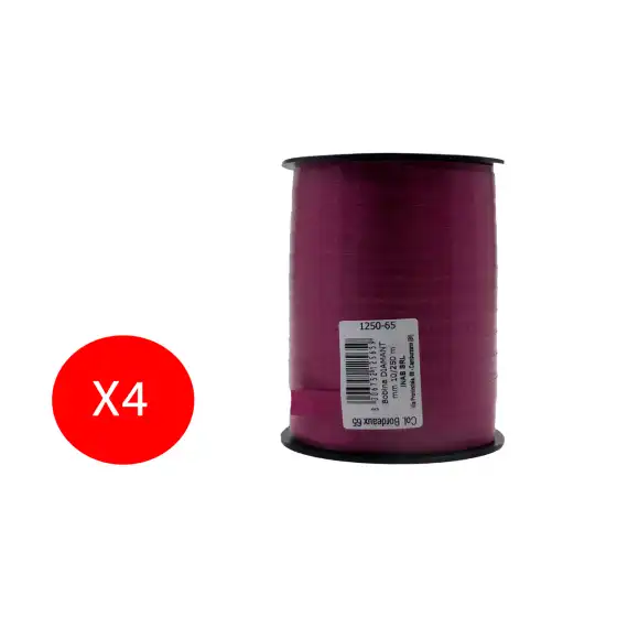 Inab Bobina Nastro decorazione regalo Diamant 10mm X 250m Bordeaux 4 Pezzi Originale - 1