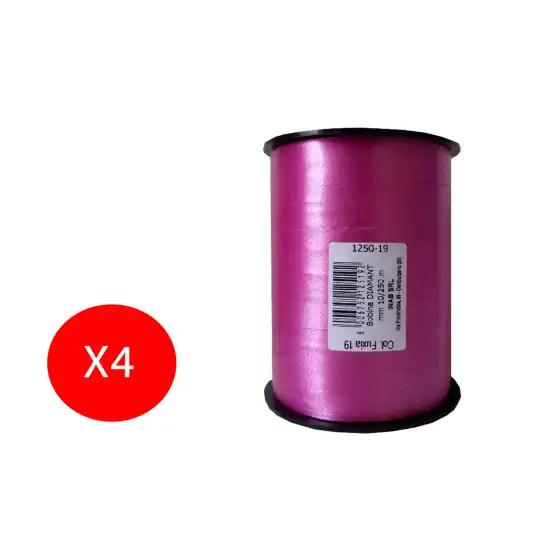 Inab Bobina Nastro decorazione regalo Diamant 10mm X 250m Fucsia 4 Pezzi Originale - 1
