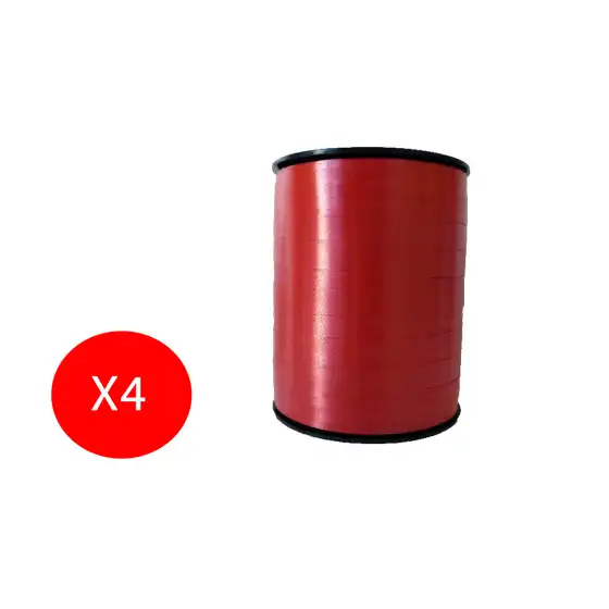 Inab Bobina Nastro decorazione regalo Diamant 10mm X 250m Rosso 4 Pezzi Originale - 1