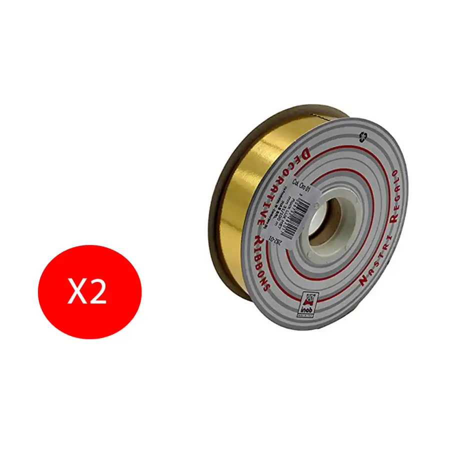 Inab Bobina Nastro decorazione regalo Flock Diamant 31mm X 100m Oro Metallizzato 2 Pezzi Originale - 1