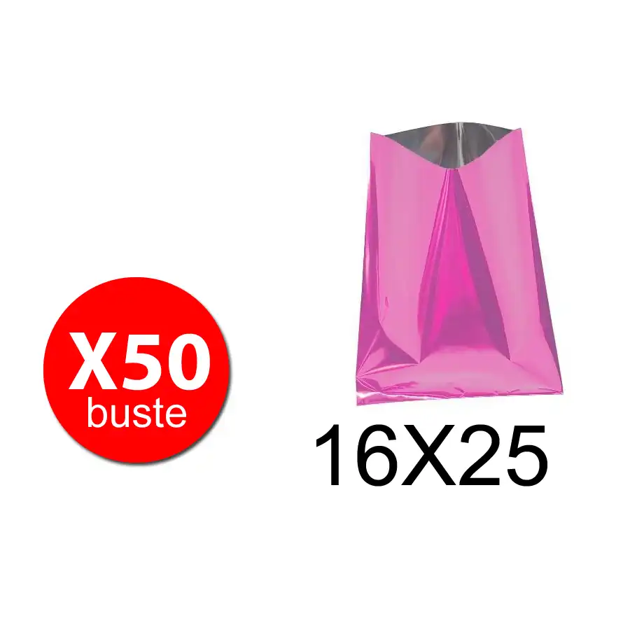 PNP Plast - Sacchetti regalo fondo pieno metallizzati - Lilla - 16X25  - conf. 50 pz  P.N.P. PLAST SRL - 1