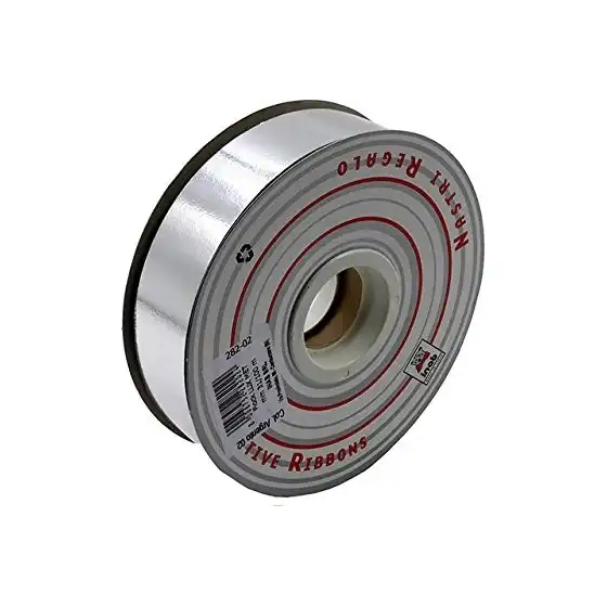 Bobina Nastro decorazione regalo Flock Diamant 31mm X 100m Argento Metallizzato Inab - 1