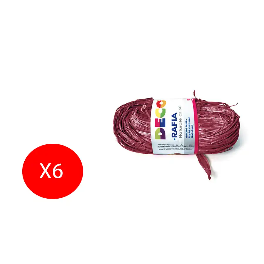 CWR Rafia per decorazioni regalo hobby 50g Bordeaux Confezione da 6 Rotoli Originale - 1
