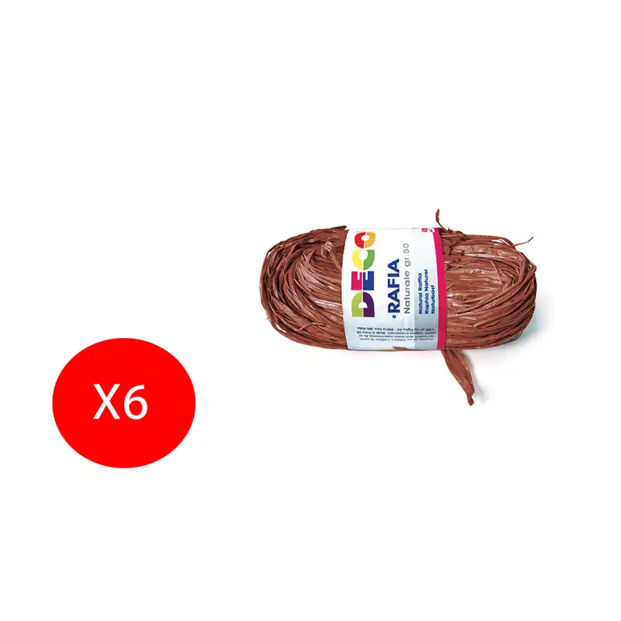 CWR Rafia per decorazioni regalo hobby 50g Marrone Confezione da 6 Rotoli Originale - 1