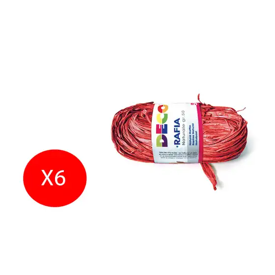 CWR Rafia per decorazioni regalo hobby 50g Rosso Cardinale Confezione da 6 Rotoli Originale - 1