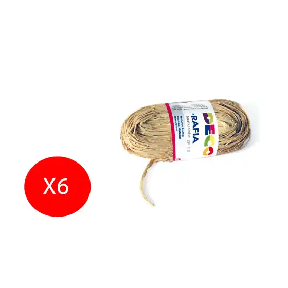 CWR Rafia per decorazioni regalo hobby 50g Naturale Vegetale Confezione da 6 Rotoli Originale - 1