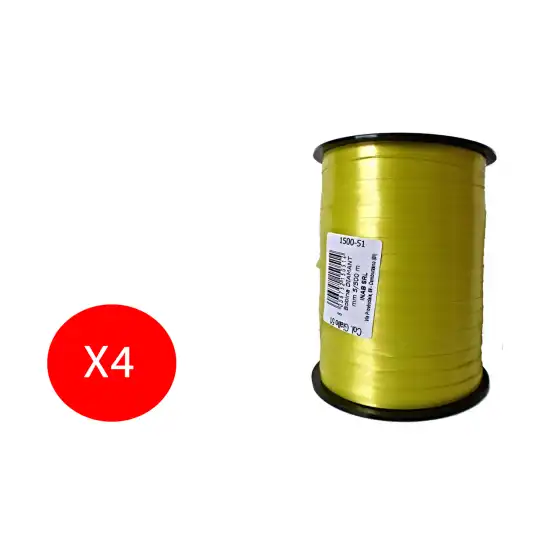 Inab Bobina Nastro decorazione regalo Flock Diamant 5mm X 500m Giallo Pacco da 4 bobine Originale - 1