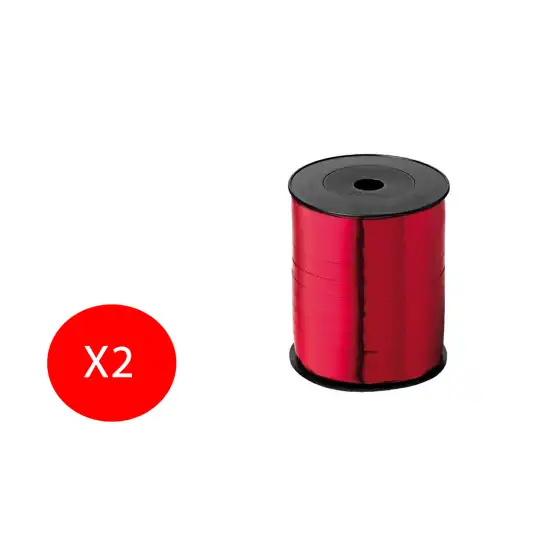 Inab Bobina Nastro decorazione regalo Flock Diamant 7,5mm X 250m Rosso metallizzato Pacco da 2 bobine Originale - 1