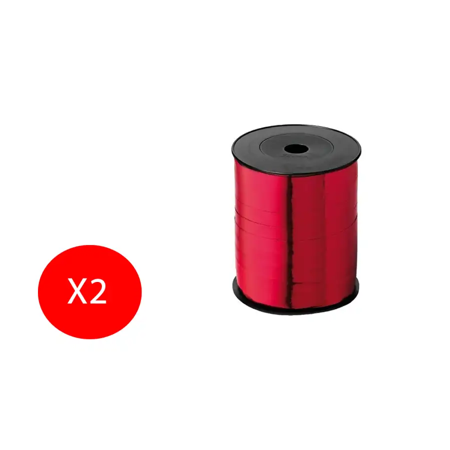 Inab Bobina Nastro decorazione regalo Flock Diamant 7,5mm X 250m Rosso metallizzato Pacco da 2 bobine Originale - 1