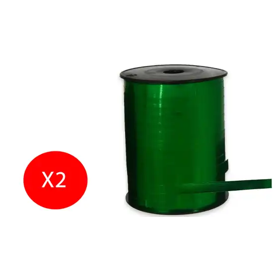 Inab Bobina Nastro decorazione regalo Flock Diamant 7,5mm X 250m Verde metallizzato Pacco da 2 bobine Originale - 1