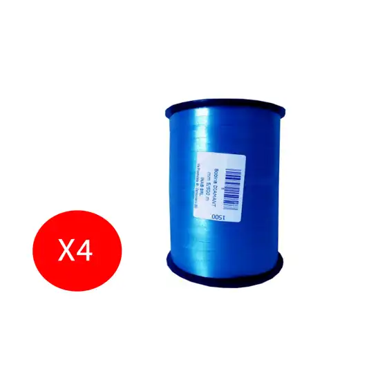 Inab Bobina Nastro decorazione regalo Flock Diamant 5mm X 500m Blu Pacco da 4 bobine Originale - 1