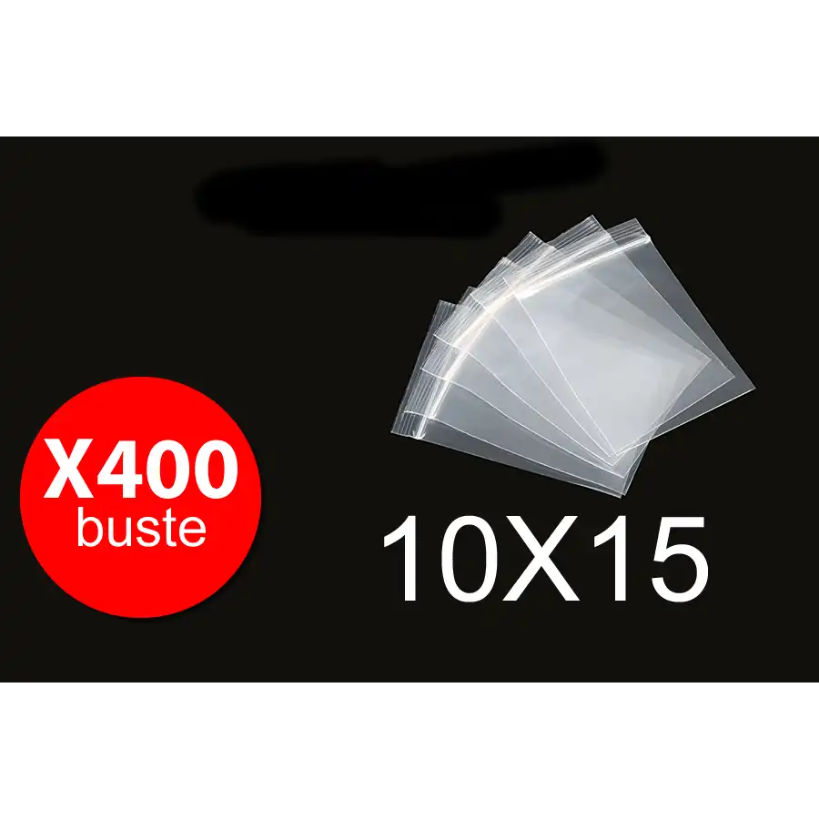 Wiler RB1015- Buste chiusura zip trasparenti in polietilene - 10X15 - Conf. 100 buste X 4 confezioni Originale - 1