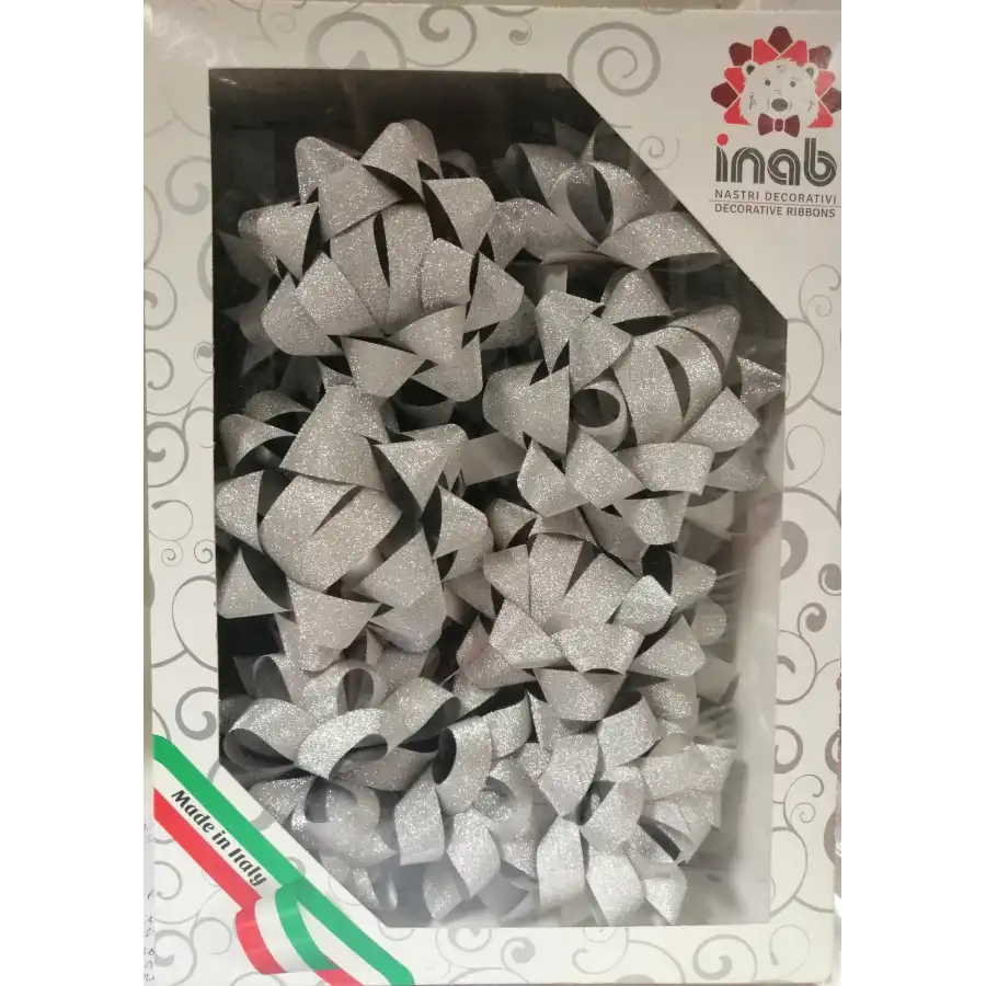 Papillon Stella Brillance Coccarde decorazione regalo color 14mm diam 100mm Argento 12 Pezzi Inab - 1