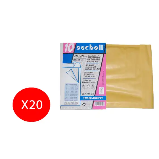 Blasetti Sacchetti Buste 25x39cm/23x33cm Sacboll per spedizione Avana 20 Pezzi Originale - 1