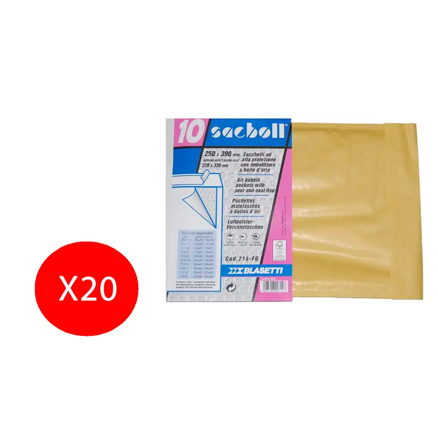 Blasetti Sacchetti Buste 25x39cm/23x33cm Sacboll per spedizione Avana 20 Pezzi Originale - 1