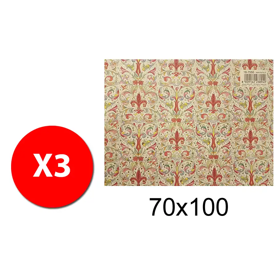 Kartos 18755000AA - Carta Regalo Gen \"G\" con Oro  - 70x100 cm - 3 fogli Originale - 1