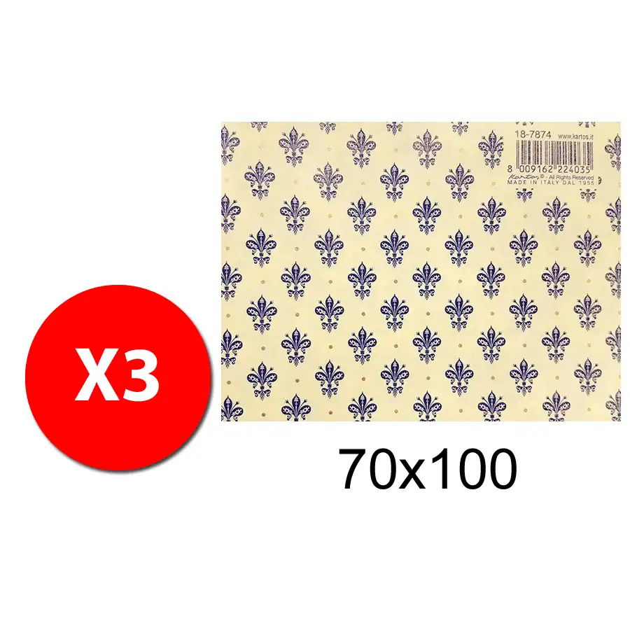 Kartos 18787400AA - Carta Regalo Gen \"G\" Blu su camoscino - 70x100 cm - 3 fogli Originale - 1