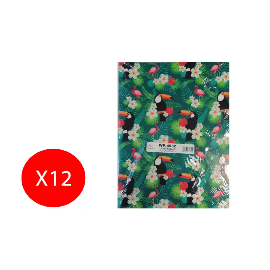 Carta Regalo Festa Regalo Tema Uccelli Esotici 70x100cm 12 Fogli WP 4952 Cromo - 1