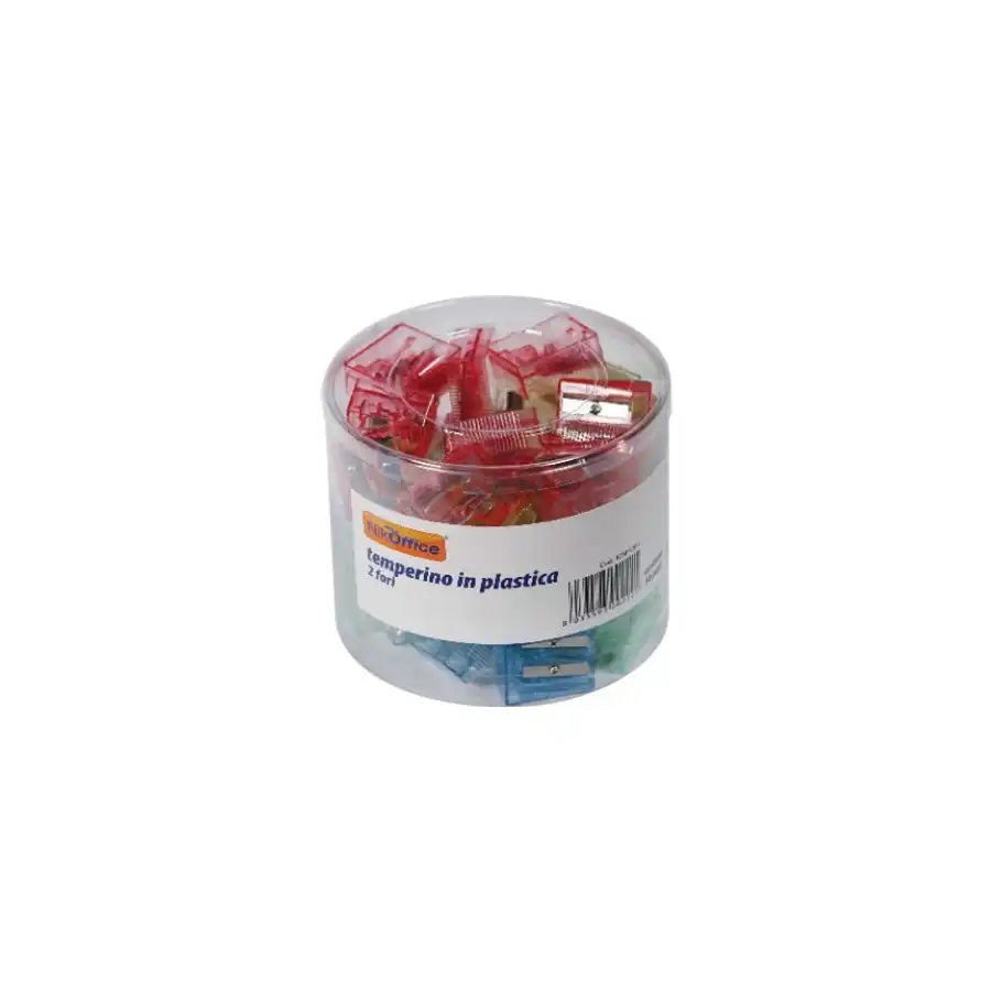 Temperamatite Plastica Trasparente Foro doppio Espositore 50 Temperamatite NikOffice - 2