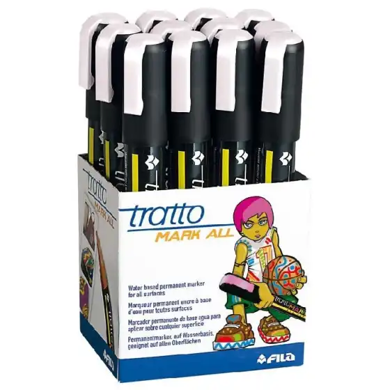 Fila 847313  - Tratto Mark All -  Bianco - Punta Tonda da 1,4 a 2,8mm  -Conf. 12 pz Fila - 1