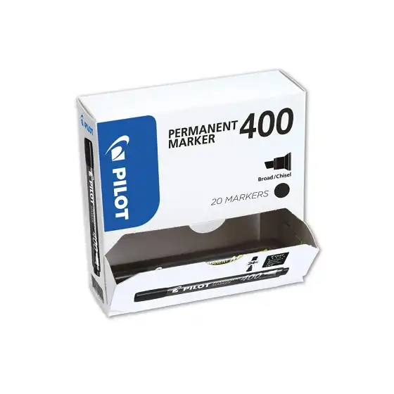 Pilot 002710 - Permanent Marker 400 - Marcatore - Nero - Punta a scalpello broad - confezione 20 pz Pilot - 4