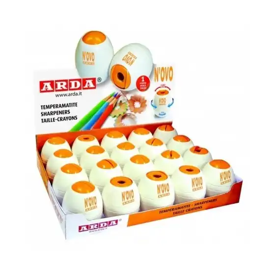 Temperamatite n'Ovo 1 Foro con Serbatoio Colori Assortiti Espositore 20 Pezzi Arda - 1