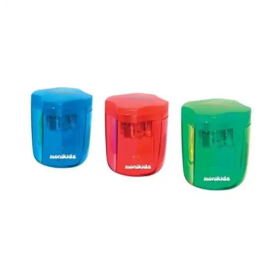 Temperamatite con serbatoio in plastica triplo foro Espositore 24 Pezzi Colori Assortiti NikOffice - 1