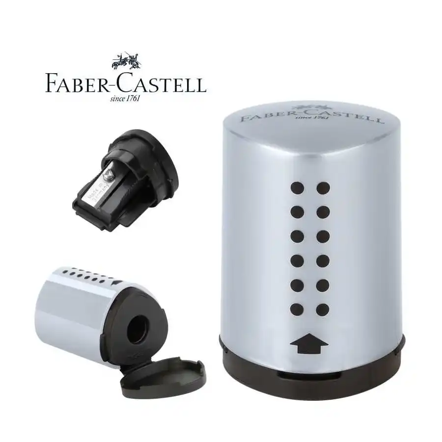 Temperamatite Mini Grip 2001 Foro Singolo Grigio 10 Pezzi Faber Castell - 1