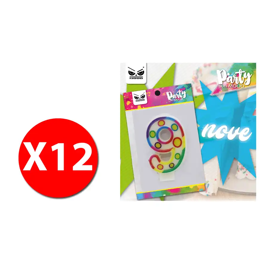 Mood ST4360 - Blister Candela numero 9 circus - 12 confezioni Mood - 1