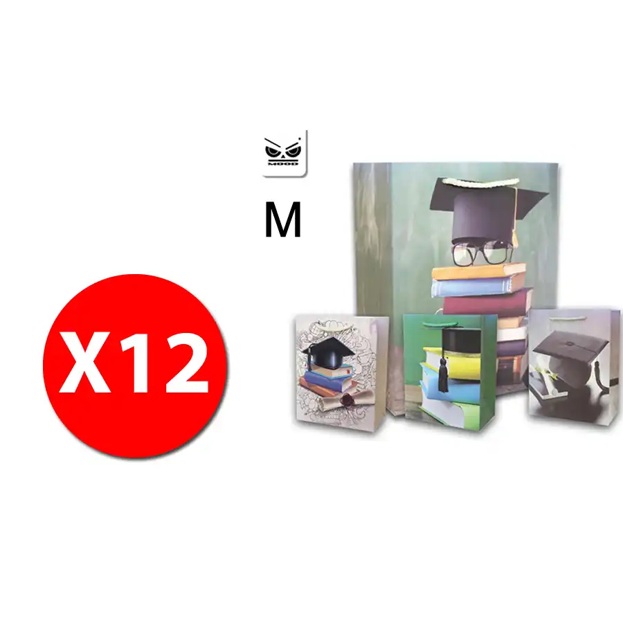 Mood  ST4898 - Sacchetti Laurea - Fantasie ass. - Misura M - 32x26x12cm-  Conf. 12 buste Mood - 1
