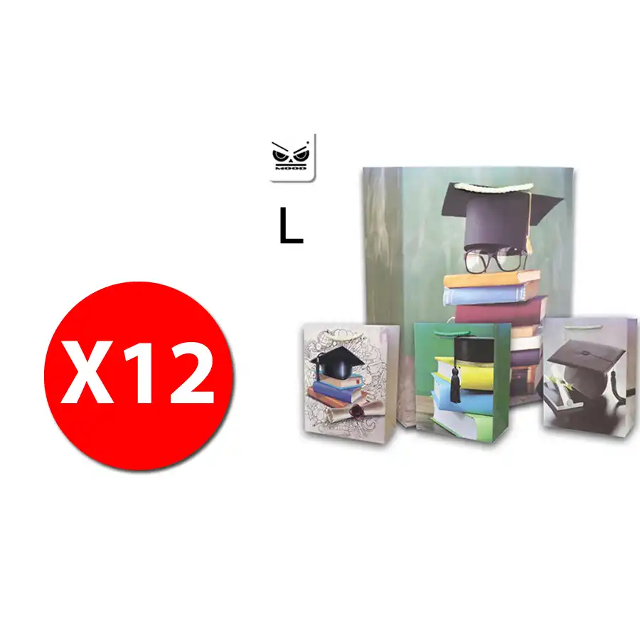 Mood  ST4899 - Sacchetti Laurea - Fantasie ass. - Misura L - 44x31x12cm-  Conf. 12 buste Mood - 1