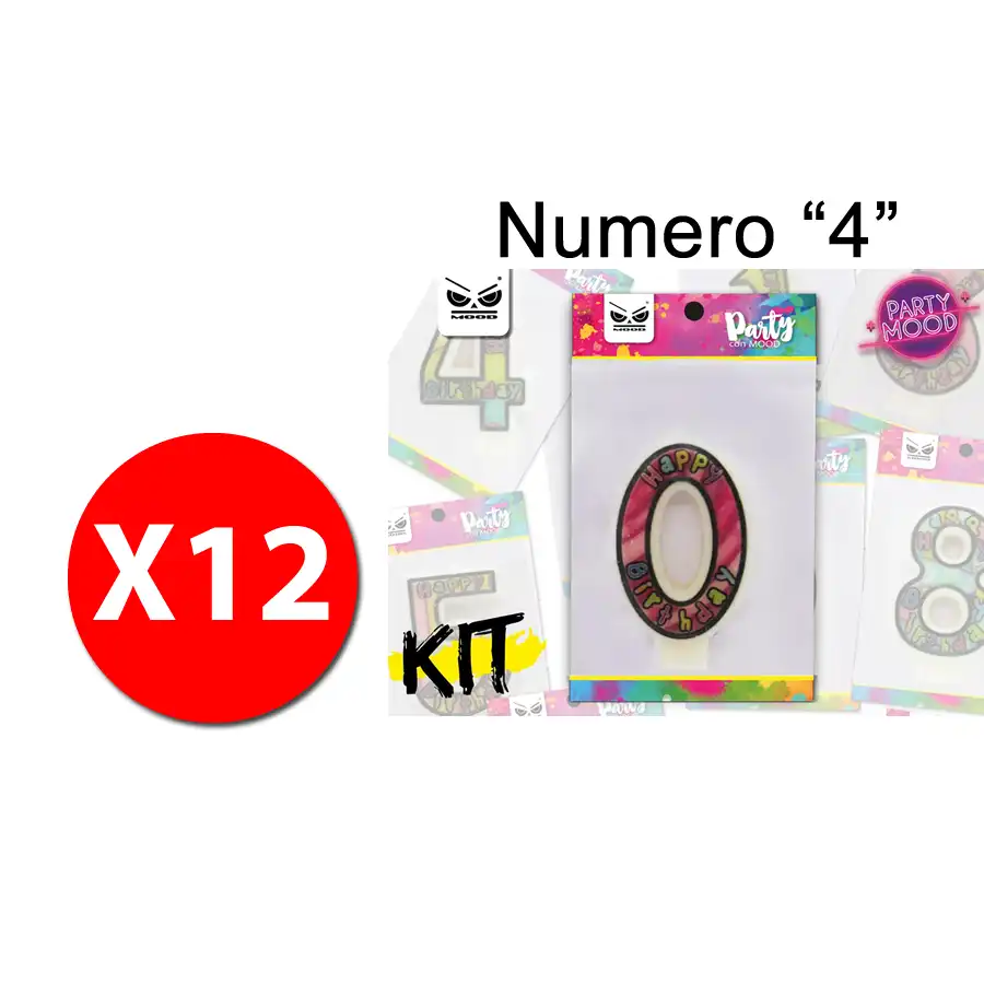 Mood ST4335 - Blister Candela Rainbow numero \"4\"  - 12 confezioni Mood - 1