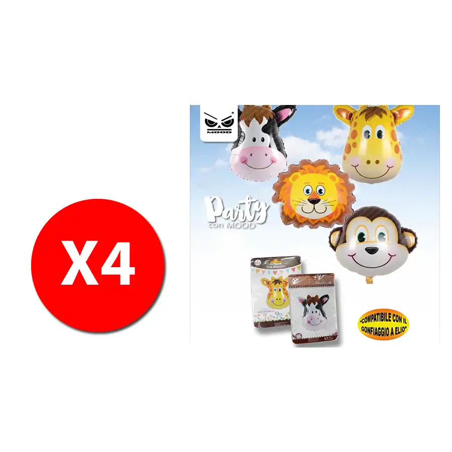 Mood ST3660  - Palloncini Metal \"Animal\" - design ass.  - 4 pz Originale - 1