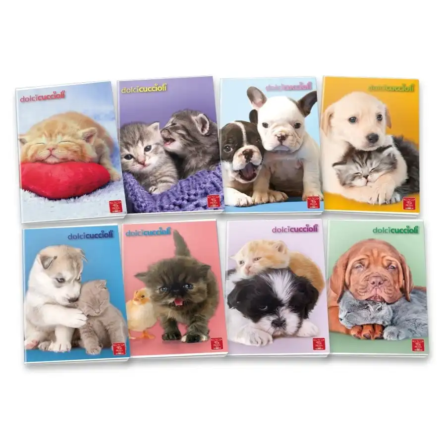 Maxi Quaderno Pigna Dolci Cuccioli 02254370A - Rigatura A - Confezione 10 quaderni ass. Pigna - 2