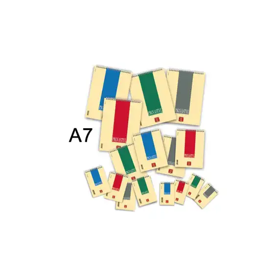 Blocchi spiralati Pigna Styl 02156235M - Formato A7 / 8X12  - Rigatura 5M - Colori ass. - Confezione 10 pz Pigna - 1