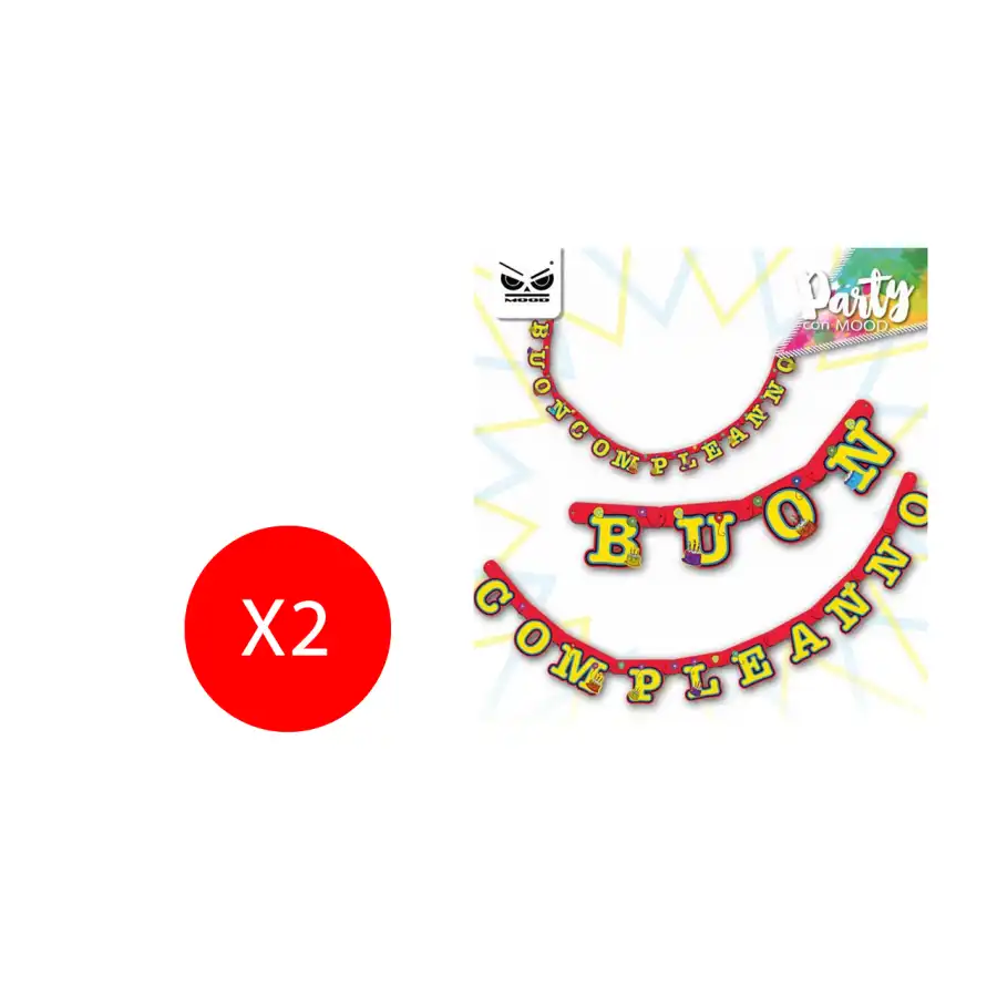 Mood banner Festone Striscione Buon Compleanno ST 2403 240cm 2 Pezzi Originale - 1