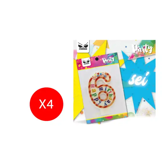 Mood Candela Auguri Compleanno Big Numero 6 ST4327 4 Pezzi Originale - 1