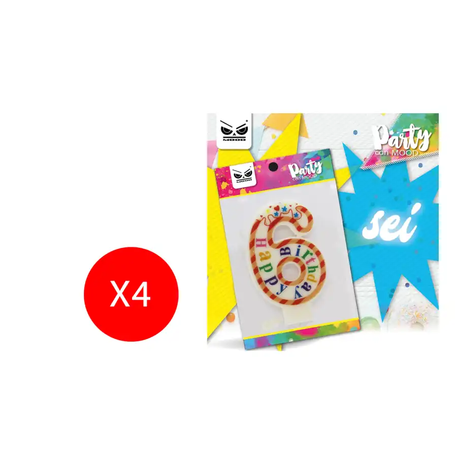 Mood Candela Auguri Compleanno Big Numero 6 ST4327 4 Pezzi Originale - 1