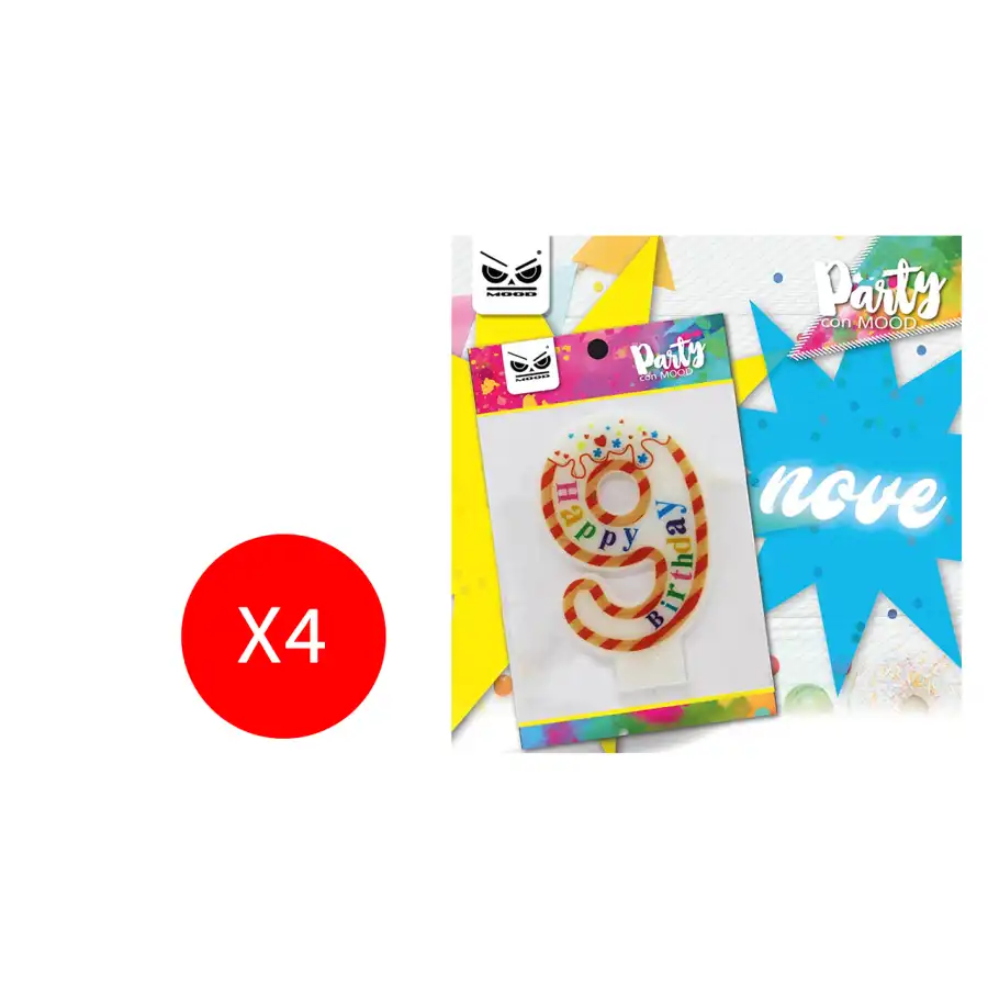 Mood Candela Auguri Compleanno Big Numero 9 ST4330 4 Pezzi Originale - 1