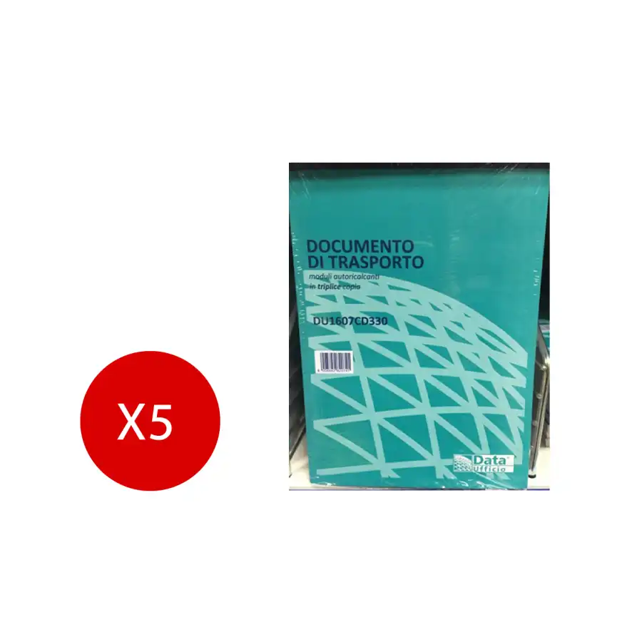 Data ufficio Blocco Documenti di trasporto Triplice copia 215X148mm DU1607CD330 5 Pezzi Originale - 1