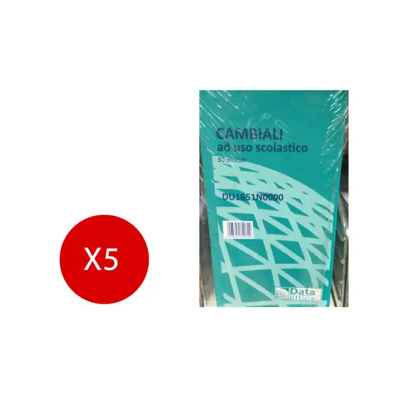 Data Ufficio Cambiali uso scolastico 50 Moduli 10X23,3 DU1651N0000 5 Pezzi Originale - 1
