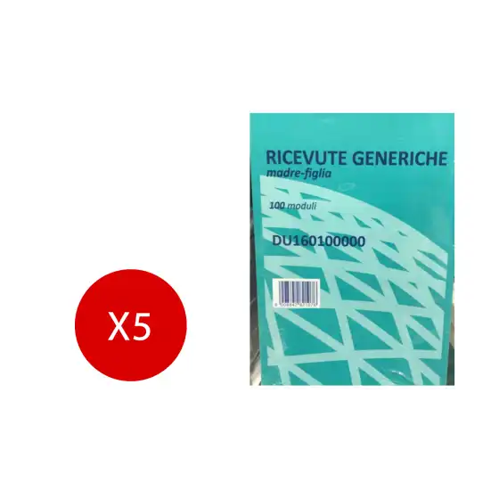 Blocco Ricevute Madre Figlia DU160100000 10x21,5 cm 100 Fogli 5 Blocchi Data Ufficio - 1