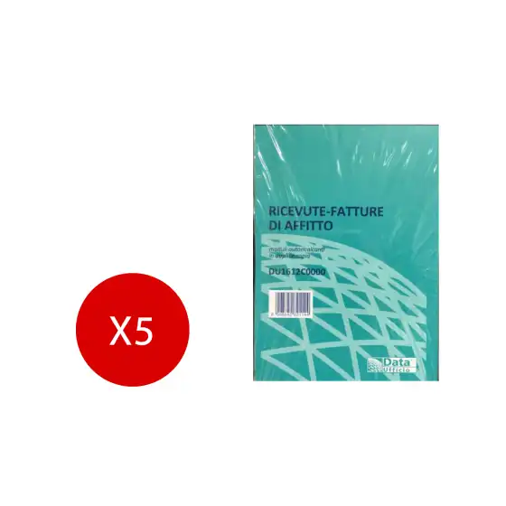 Data Ufficio Blocco Ricevute Fatture Affitto 50x2 Copia Autoricalcante 17x10 DU1612C0000 5 Pezzi Originale - 1
