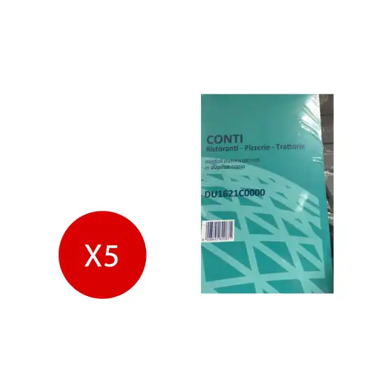 Data Ufficio Blocco Conti Ristorante 50x2 Copia Autoricalcante 10X21,5 DU1621C0000 5 Pezzi Data Ufficio - 1