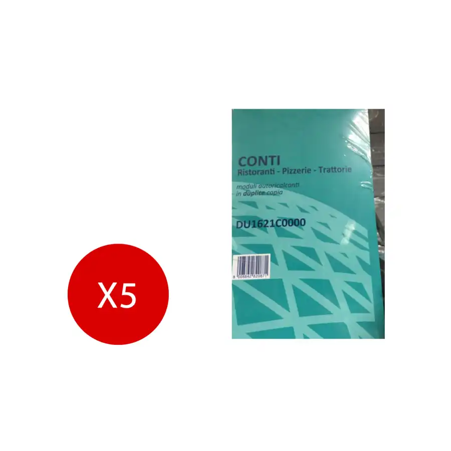 Data Ufficio Blocco Conti Ristorante 50x2 Copia Autoricalcante 10X21,5 DU1621C0000 5 Pezzi Data Ufficio - 1