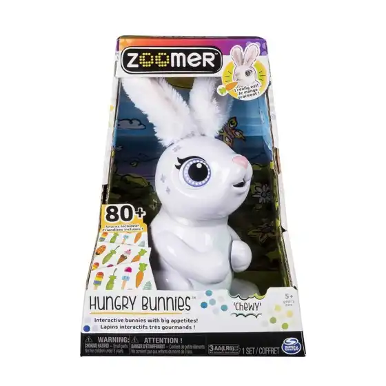 Interactive Hungry Zoomer Rabbit Plush Assorted Colors