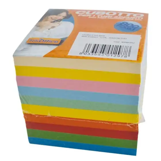 NikOffice 30NIK052 - Cubotto per appunti - 800 fogli colori ass. - 2 pz Originale - 1