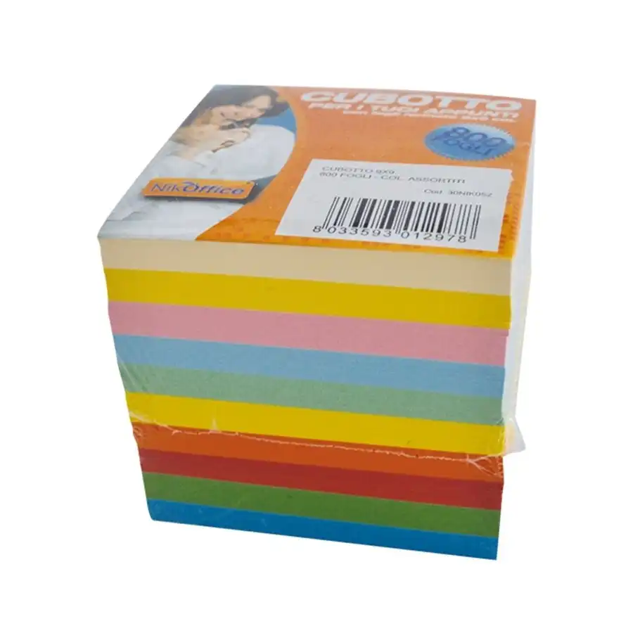 NikOffice 30NIK052 - Cubotto per appunti - 800 fogli colori ass. - 2 pz Originale - 1
