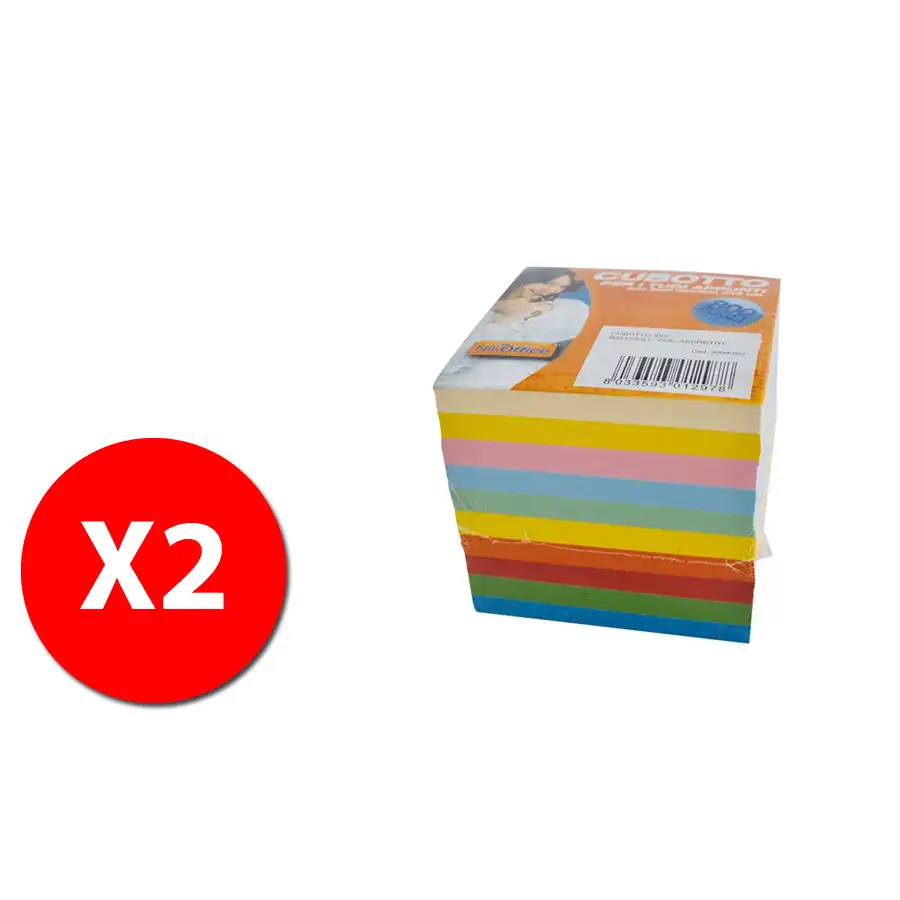 NikOffice 30NIK052 - Cubotto per appunti - 800 fogli colori ass. - 2 pz Originale - 2