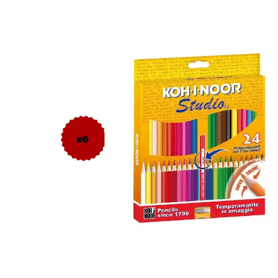 KOH-I-NOOR - Astuccio 24 matite colorate Studio - 6 Confezioni - DH3325 Originale - 2
